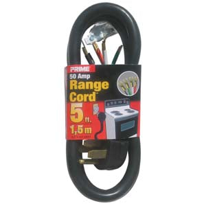 5Ft 6/2 & 8/2 50 Amp Black 4-Wire Range Cord