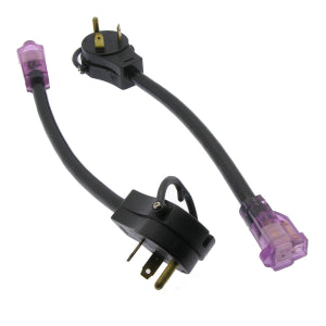 1ft. 14/3 STW Black RV Adapter with 30A Plug w/Handle To 15A Lighted Connector