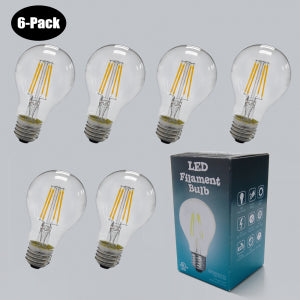 6-Pack 4W LED Filament Bulb 2700K Clear 40W Equivalent E26 Socket