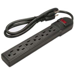 3Ft 6-Outlet Surge Protector 14AWG/3, 15A, 90J Black