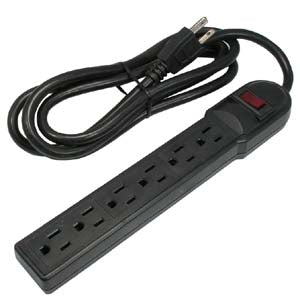 6Ft 6-Outlet Surge Protector 14AWG/3, 15A, 90J Black