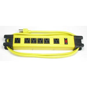 6Ft Heavy Duty Metal Case Power Strip, 4 + 2 Power Supply