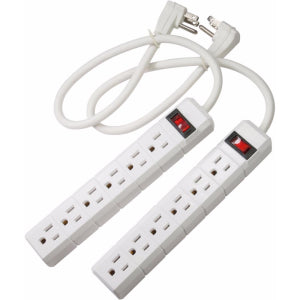 1.5Ft 6-Outlet Right Angle Surge Protector (Dual Pack)