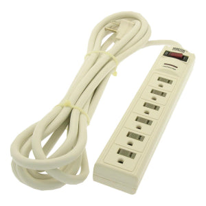 15FT 6-Outtlet Surge Protector w/ Sliding Outlet Covers