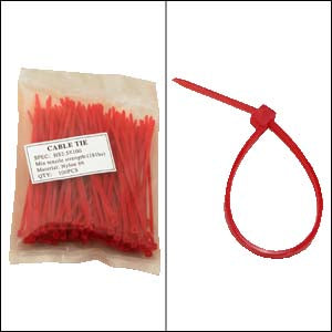 4 Inch Nylon Cable Tie 18lbs Red 100pk