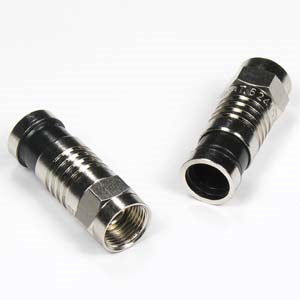 F Male Dual Shield RG59 Compression Connector Black