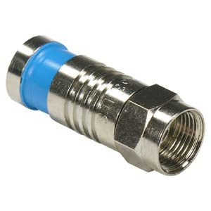 F Male Quad Shield RG59 Compression Connector Blue