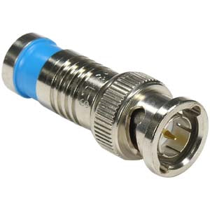 BNC Male Quad Shield RG6 Compression Connector Blue