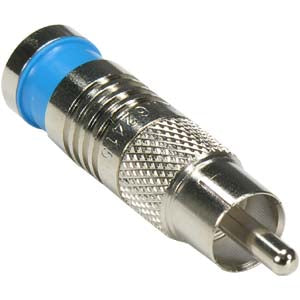 RCA Male Quad Shield RG6 Compression Connector Blue