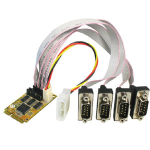 4-port RS-232 PCIe MiniCard Serial Board with Power Output
