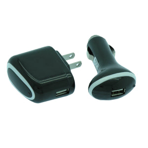 USB Wall/Car Charger Kit Black, 5V 1.0A